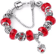 Silver Star Raindrop ladies bracelet, red, crown - Bracelet