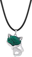 Silver Star Autumnleaf ladies chain, cat, Syn. Malachite, 45 cm - Chain Necklace