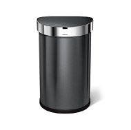 Berührungsloser Abfallbehälter 45L, halbrund, schwarzer Stahl - Mülleimer mit Sensor