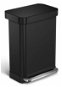 Simplehuman pedálový odpadkový koš – 55 l, matná černá ocel, kapsa na sáčky - Odpadkový koš
