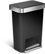 Simplehuman Waste Bin, 45l, Pedal, Rectangular, Black Plastic/Stainless Steel - Rubbish Bin