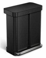 Simplehuman pedálový odpadkový kôš na triedený odpad  – 58 l (34/24), matná čierna oceľ - Odpadkový kôš