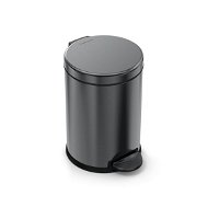 Simplehuman Tret-Abfalleimer 4,5L, schwarz gebürsteter Edelstahl, rund, FPP Oberfläche - Mülleimer