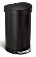 Simplehuman pedálový odpadkový kôš – 45 l, polokrúhly, matná čierna oceľ, rám na vrecká - Odpadkový kôš