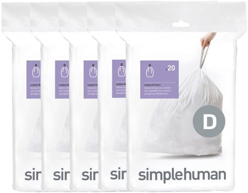 Simplehuman bin liners, 20 l, type D, drawstring, 100 pcs - Bin Bags - Main image