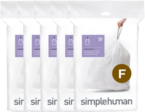 Simplehuman bin liners, 25 l, type F, drawstring, 100 pieces, 20 µm - Bin Bags - Main image