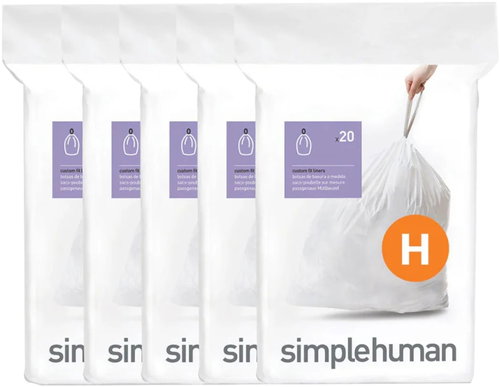 Simplehuman bin liners, 30–35 l, type H, drawstring, 100 pieces, 30 µm - Bin Bags - Main image