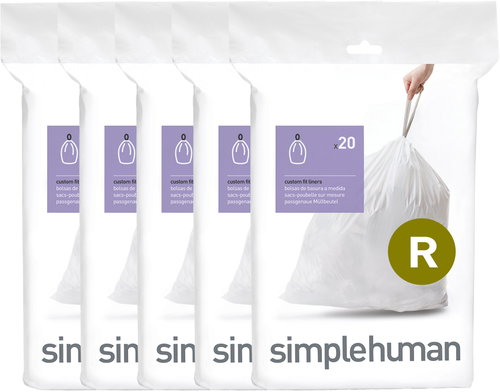 Simplehuman bin liners, 10 l, Type R, drawstring, 100 pieces, 15 µm - Bin Bags - Main image