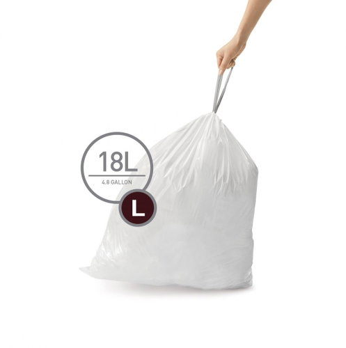 Simplehuman bin liners, 18 l, type L, pull-through, 100 pieces, 18 µm - Bin Bags - Main image