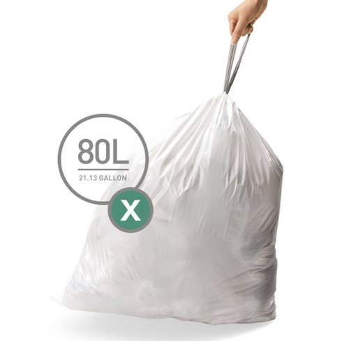 Simplehuman bin liners, 80 l, Type X, drawstring, 100 pieces - Bin Bags - Main image