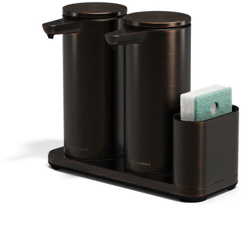 Simplehuman Bezdotykový dávkovač, dvojitý, 2 × 414 ml + držák na houbičku, černohnědá bronz - Soap Dispenser - Main image