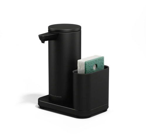 Simplehuman Touch-Free Rechargeable Dispenser 266ml + Sponge Caddy, Black Steel - Soap Dispenser - Main image