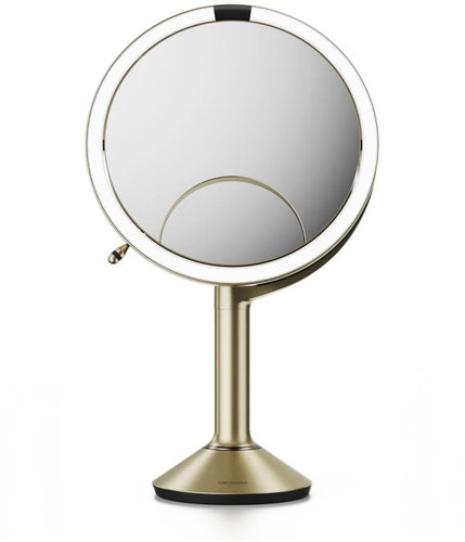 Simplehuman Trio with sensor and lighting, 1/5/10× magnification, brass and stainless steel - Makeup Mirror - Main image