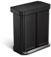 Simplehuman Dual Pedal waste bin 58 l (34/24), matt black steel - Rubbish Bin