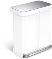 Simplehuman Dual pedal waste bin 58 l (34/24), white steel - Rubbish Bin
