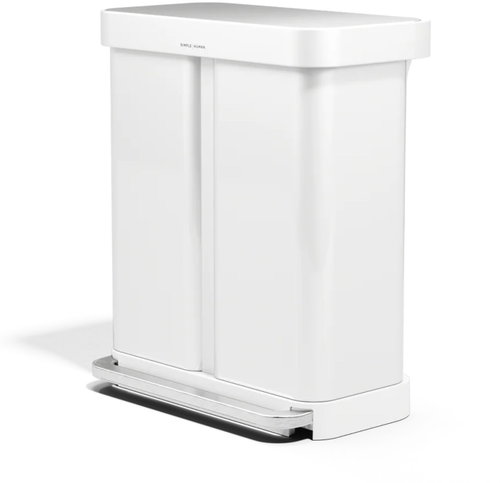 Simplehuman Dual pedal waste bin 58 l (34/24), white steel - Rubbish Bin - Main image