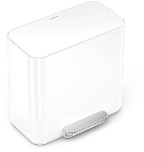 Simplehuman Dual Mini pedal waste bin 15 L, white steel - Rubbish Bin - Main image