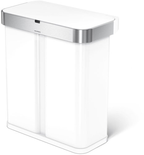 Simplehuman Dual Sensor touchless waste bin (34/24) with voice control 58 l, white - Contactless Waste Bin - Main image
