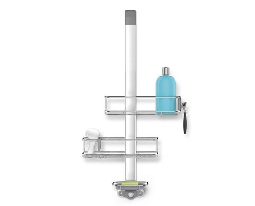 Simplehuman Over Door Hanging shelf and holder set for shower door, Stainless steel - Bathroom Shelf - Main image