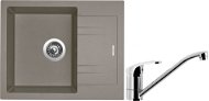 SINKS LINEA 600 N Truffle + PRONTO - Kitchen Sink and Tap Set