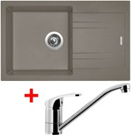 SINKS LINEA 780 N Truffle + PRONTO - Kitchen Sink and Tap Set