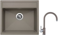 SINKS SOLO 560, Truffle + VITALIA GR - Kitchen Sink and Tap Set