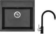 SINKS SOLO 560 Metalblack + SINKS VITALIA GR - Kitchen Sink and Tap Set
