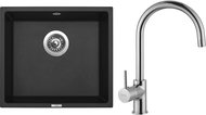 SINKS FRAME 457 Pureblack+VITALIA - Kitchen Sink and Tap Set