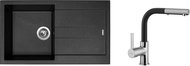 SINKS AMANDA 860 Metalblack+ENIGMA S GR - Kitchen Sink and Tap Set