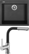 SINKS CUBE 560 Pureblack+ENIGMA S GR - Kitchen Sink and Tap Set
