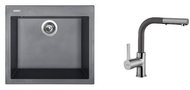 SINKS CUBE 560 Titanium+ENIGMA S GR - Kitchen Sink and Tap Set