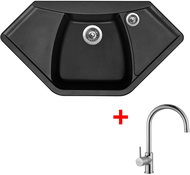 SINKS NAIKY 980 Pureblack+VITALIA - Kitchen Sink and Tap Set