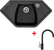 SINKS NAIKY 980 Pureblack+VITALIA GR - Kitchen Sink and Tap Set