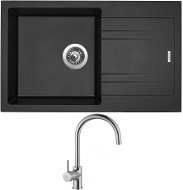 SINKS LINEA 780 N, Metalblack + VITALIA - Kitchen Sink and Tap Set