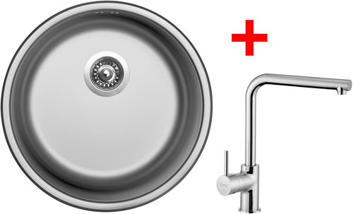 Sinks Round 450 + Elka - Kitchen Sink and Tap Set - Main image