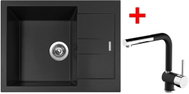 Sinks Amanda 650 Pureblack + Mix 3 P GR - Kitchen Sink and Tap Set