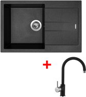 Sinks Amanda 780 Metalblack + Vitalia GR - Kitchen Sink and Tap Set