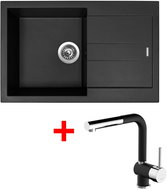 Sinks Amanda 780 Pureblack + Mix 3 P GR - Kitchen Sink and Tap Set
