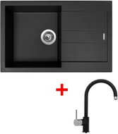 Sinks Amanda 780 Pureblack + Vitalia GR - Kitchen Sink and Tap Set