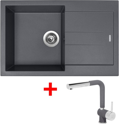 Sinks Amanda 780 Titanium + Mix 3 P GR - Kitchen Sink and Tap Set - Main image