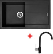 Sinks Amanda 860 Pureblack + Vitalia GR - Kitchen Sink and Tap Set