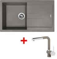 Sinks Amanda 860 Truffle + Mix 3 P GR - Kitchen Sink and Tap Set