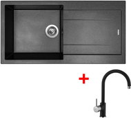 Sinks Amanda 990 Metalblack + Vitalia GR - Kitchen Sink and Tap Set