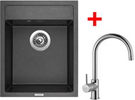 Sinks Classic 400 Granblack + Vitalia - Kitchen Sink and Tap Set