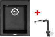 Sinks Cube 410 Granblack + Mix 3 P GR - Kitchen Sink and Tap Set