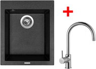 Sinks Cube 410 Granblack + Vitalia - Kitchen Sink and Tap Set