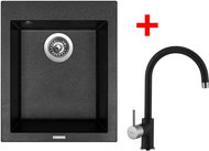 Sinks Cube 410 Granblack + Vitalia GR - Kitchen Sink and Tap Set