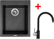 Sinks Cube 410 Metalblack + Vitalia GR - Kitchen Sink and Tap Set
