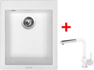 Sinks Cube 410 Milk + Mix 3 P GR - Kitchen Sink and Tap Set