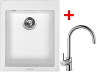 Sinks Cube 410 Milk + Vitalia - Kitchen Sink and Tap Set